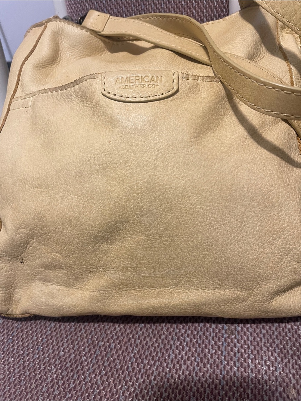 American Leather Cream Shoulder Tote